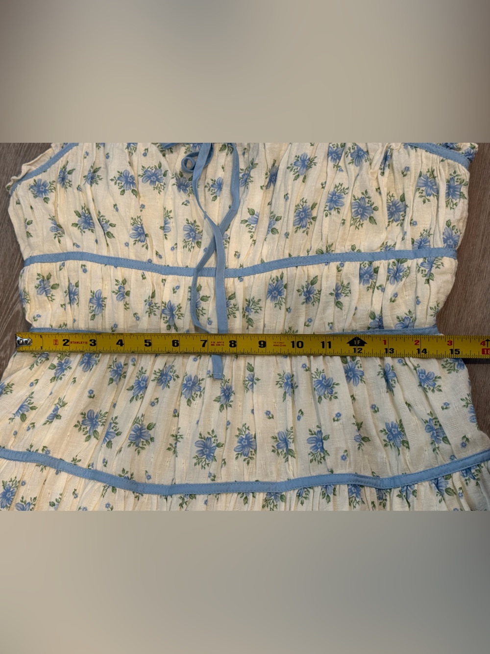 Petal & Pup Felicity Midi Dress Ivory Blue Cottagecore Prairie Floral Medium - Picture 9 of 9